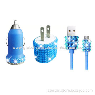 5V 1A USB wall charger with bling, for smartphone